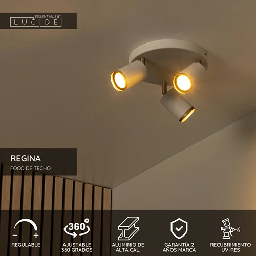 Lucide REGINA - Foco de techo - Ø 21 cm - 3xGU10 - Taupe | Essential - USP